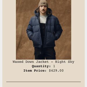 Filson Men's Waxed Down Puffer Jacket - Deep Blue